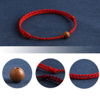 Fortune Jewel Natural Peach Wood Bead Ward Off Evil Spirits Braided Bracelet