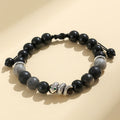 Fortune Jewel Black Onyx Black Glitter Stone White Agate White Turquoise Year Of The Snake Protection Bracelet