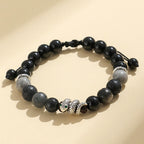 Fortune Jewel Black Onyx Black Glitter Stone White Agate White Turquoise Year Of The Snake Protection Bracelet