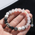 Fortune Jewel Black Onyx Black Glitter Stone White Agate White Turquoise Year Of The Snake Protection Bracelet