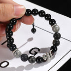 Fortune Jewel Black Onyx Black Glitter Stone White Agate White Turquoise Year Of The Snake Protection Bracelet
