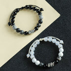 Fortune Jewel Black Onyx Black Glitter Stone White Agate White Turquoise Year Of The Snake Protection Bracelet