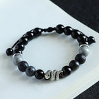 Fortune Jewel Black Onyx Black Glitter Stone White Agate White Turquoise Year Of The Snake Protection Bracelet