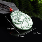 Fortune Jewel Round Lotus Pattern Jade Abundance Prosperity Necklace Rope Pendant Fortune Jewel