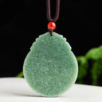 Fortune Jewel Round Lotus Pattern Jade Abundance Prosperity Necklace Rope Pendant Fortune Jewel