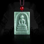 Fortune Jewel Formless Buddha Jade Square Amulet Prosperity String Necklace Pendant Fortune Jewel