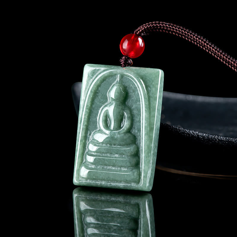 Fortune Jewel Formless Buddha Jade Square Amulet Prosperity String Necklace Pendant Fortune Jewel