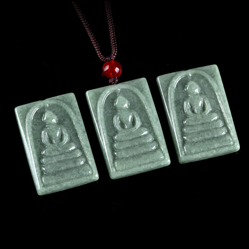 Fortune Jewel Formless Buddha Jade Square Amulet Prosperity String Necklace Pendant Fortune Jewel