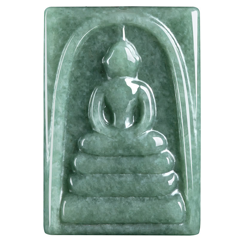 Fortune Jewel Formless Buddha Jade Square Amulet Prosperity String Necklace Pendant Fortune Jewel