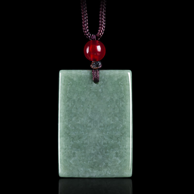 Fortune Jewel Formless Buddha Jade Square Amulet Prosperity String Necklace Pendant Fortune Jewel