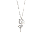 Fortune Jewel 925 Sterling Silver Pearl Year Of The Snake Blessing Sincerity Necklace Pendant