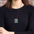 Fortune Jewel Formless Buddha Jade Square Amulet Prosperity String Necklace Pendant Fortune Jewel