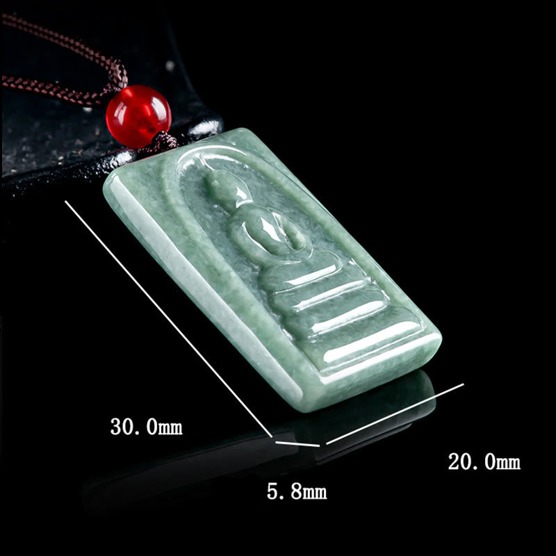 Fortune Jewel Formless Buddha Jade Square Amulet Prosperity String Necklace Pendant Fortune Jewel