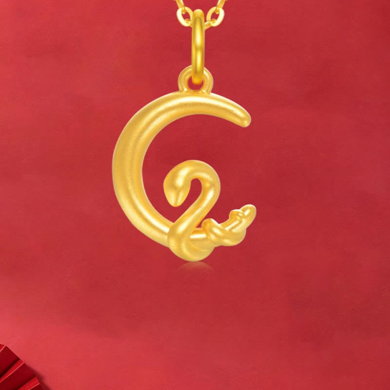 Fortune Jewel 999 Gold Moon Year Of The Snake Luck Necklace Pendant - Fortune Jewel