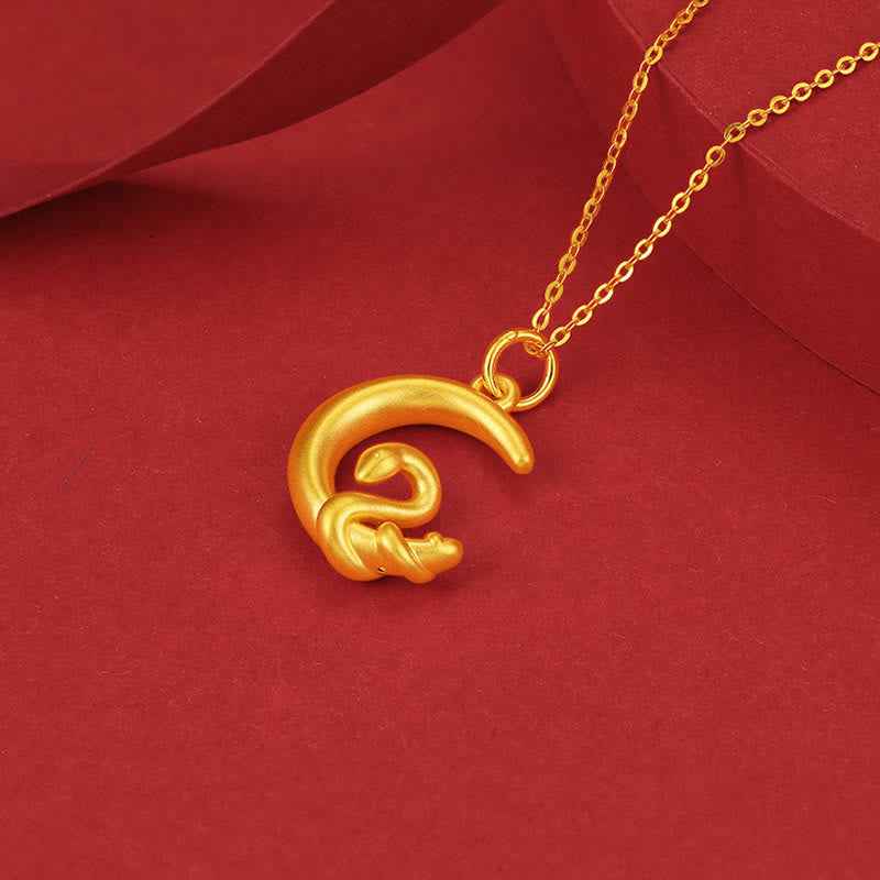 Fortune Jewel 999 Gold Moon Year Of The Snake Luck Necklace Pendant