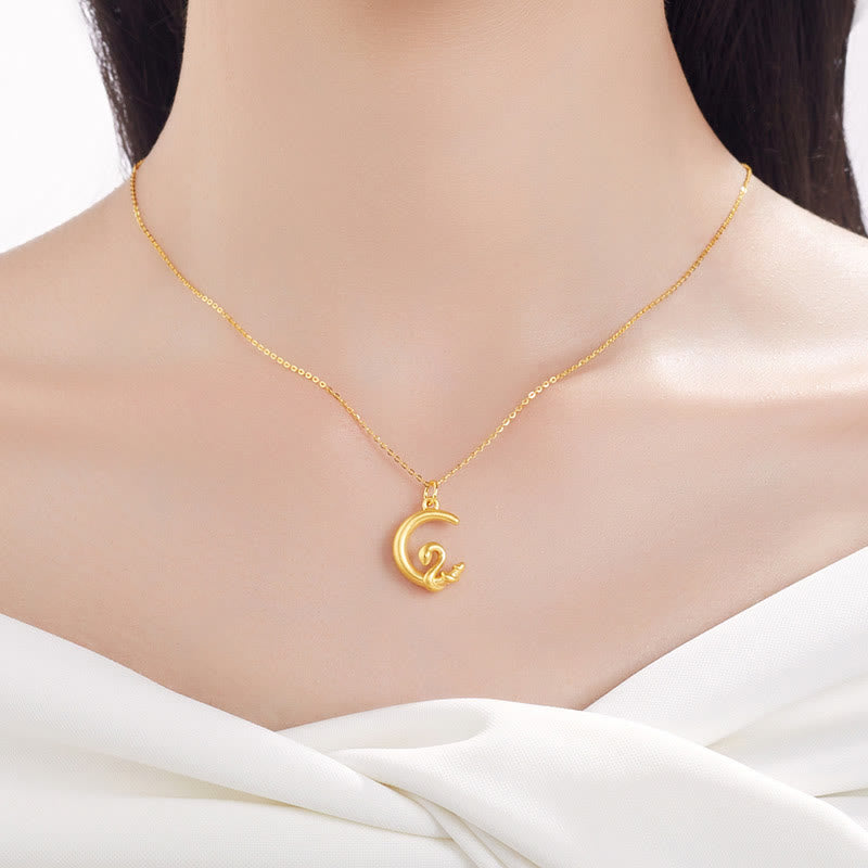 Fortune Jewel 999 Gold Moon Year Of The Snake Luck Necklace Pendant - Fortune Jewel