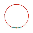 Fortune Jewel 999 Gold Beads Turquoise Protection Braided Bracelet Anklet