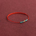 Fortune Jewel 999 Gold Beads Turquoise Protection Braided Bracelet Anklet