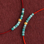 Fortune Jewel 999 Gold Beads Turquoise Protection Braided Bracelet Anklet