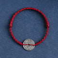 Fortune Jewel 925 Sterling Silver Coin Protection Braided Bracelet Anklet