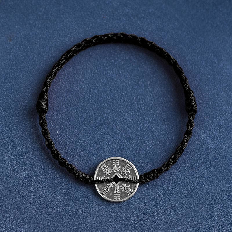 Fortune Jewel 925 Sterling Silver Coin Protection Braided Bracelet Anklet