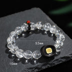 Fortune Jewel White Crystal Ebony Wood Sak Yant Zashi Lhamo Healing Bracelet