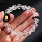 Fortune Jewel White Crystal Ebony Wood Sak Yant Zashi Lhamo Healing Bracelet