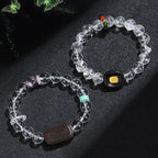 Fortune Jewel White Crystal Ebony Wood Sak Yant Zashi Lhamo Healing Bracelet