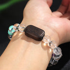 Fortune Jewel White Crystal Ebony Wood Sak Yant Zashi Lhamo Healing Bracelet