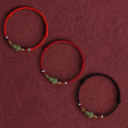 Fortune Jewel Natural Hetian Jade Gourd Protection Luck Braided Bracelet Anklet