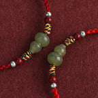 Fortune Jewel Natural Hetian Jade Gourd Protection Luck Braided Bracelet Anklet