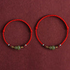 Fortune Jewel Natural Hetian Jade Gourd Protection Luck Braided Bracelet Anklet