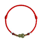 Fortune Jewel Natural Hetian Jade Gourd Protection Luck Braided Bracelet Anklet