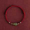 Fortune Jewel Natural Hetian Jade Gourd Protection Luck Braided Bracelet Anklet