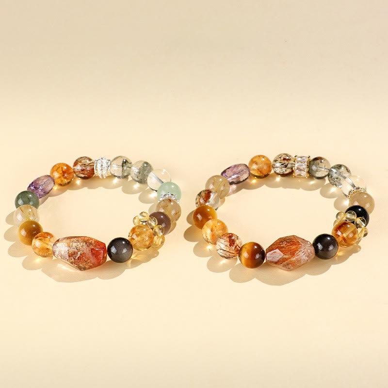 Fortune Jewel Super Seven Crystal Topaz Obsidian Tiger Eye Positivity Bracelet