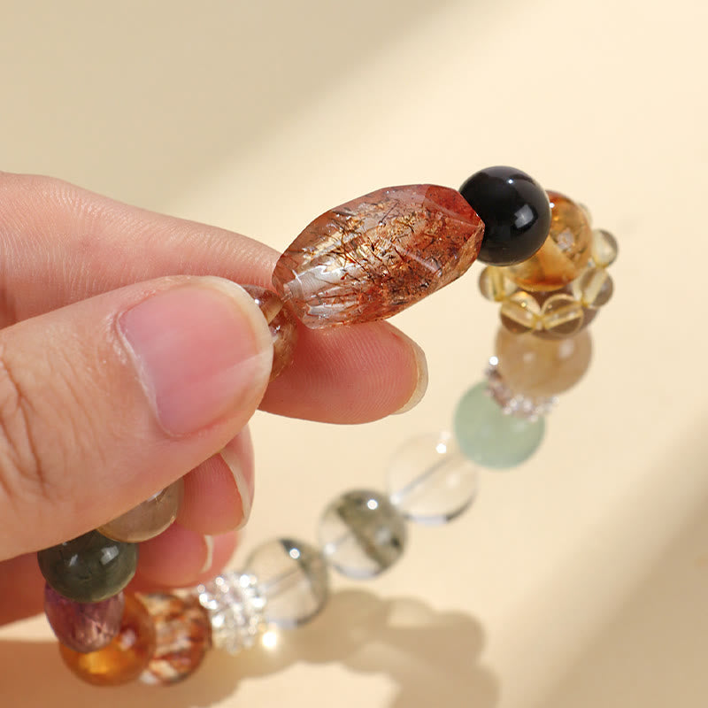 Fortune Jewel Super Seven Crystal Topaz Obsidian Tiger Eye Positivity Bracelet