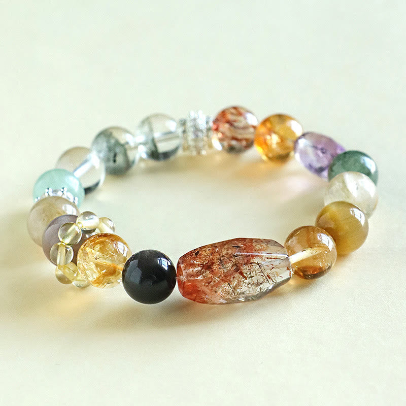 Fortune Jewel Super Seven Crystal Topaz Obsidian Tiger Eye Positivity Bracelet