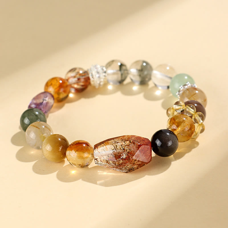 Fortune Jewel Super Seven Crystal Topaz Obsidian Tiger Eye Positivity Bracelet