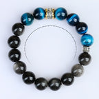 Fortune Jewel Blue Tiger Eye Silver Sheen Obsidian Strength Bracelet