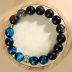 Fortune Jewel Blue Tiger Eye Silver Sheen Obsidian Strength Bracelet