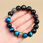 Fortune Jewel Blue Tiger Eye Silver Sheen Obsidian Strength Bracelet
