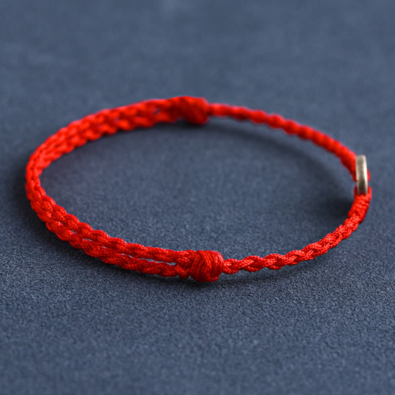 Fortune Jewel 925 Sterling Silver Five Emperor Coins Red String Protection Luck Braided Bracelet Anklet
