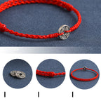 Fortune Jewel 925 Sterling Silver Five Emperor Coins Red String Protection Luck Braided Bracelet Anklet