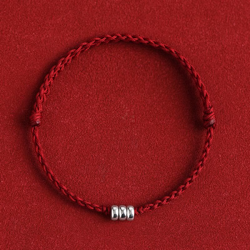 Fortune Jewel 925 Sterling Silver Beads Protection Luck Braided Bracelet Anklet