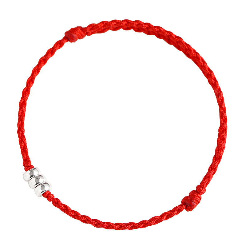 Fortune Jewel 925 Sterling Silver Beads Protection Luck Braided Bracelet Anklet