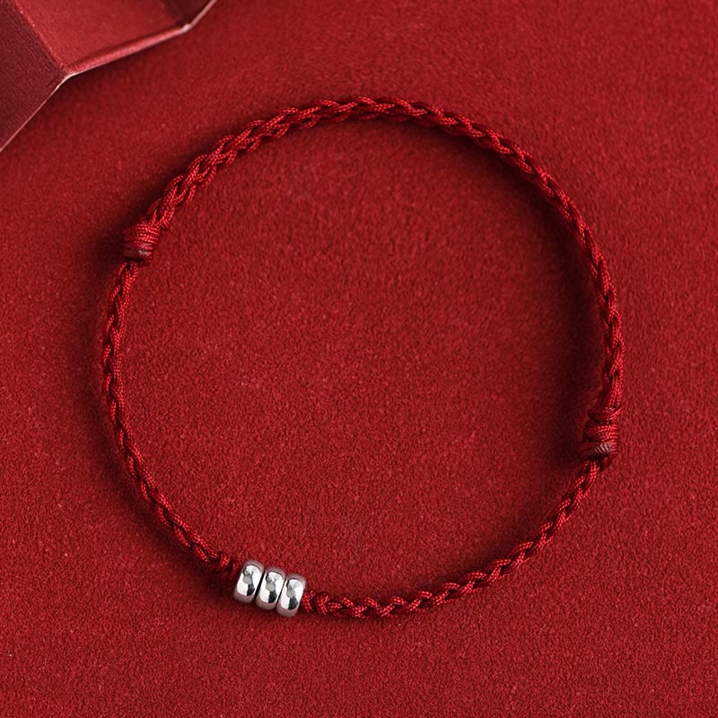 Fortune Jewel 925 Sterling Silver Beads Protection Luck Braided Bracelet Anklet