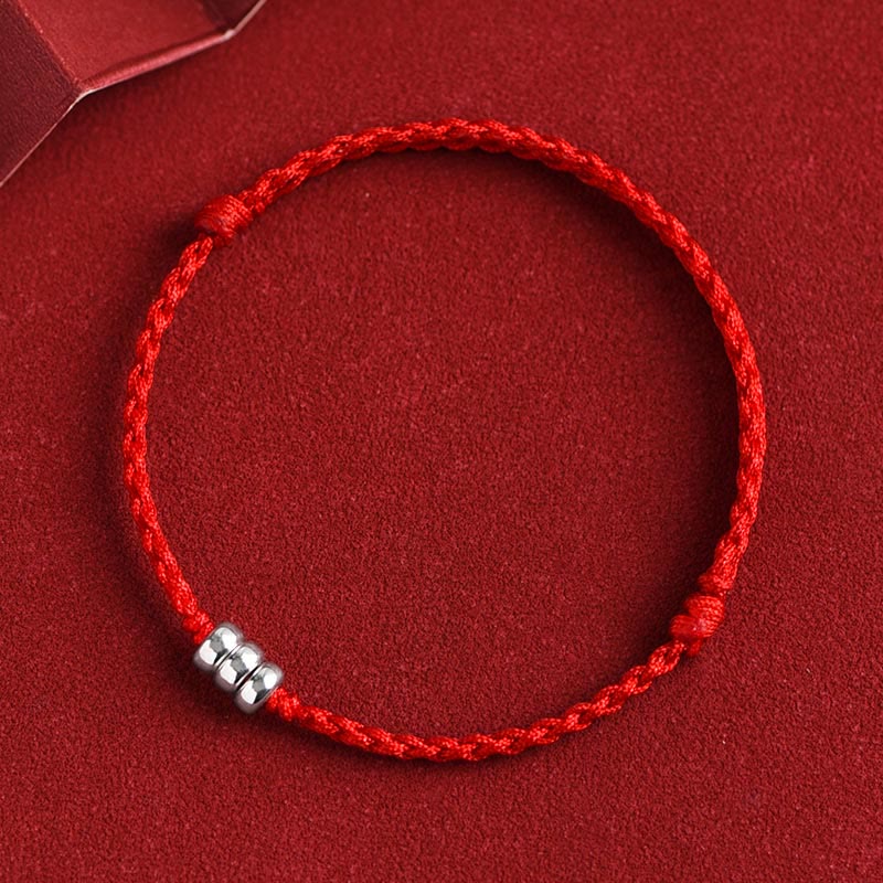 Fortune Jewel 925 Sterling Silver Beads Protection Luck Braided Bracelet Anklet