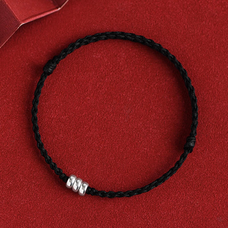 Fortune Jewel 925 Sterling Silver Beads Protection Luck Braided Bracelet Anklet