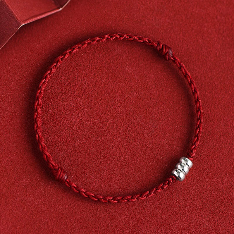 Fortune Jewel 925 Sterling Silver Beads Protection Luck Braided Bracelet Anklet