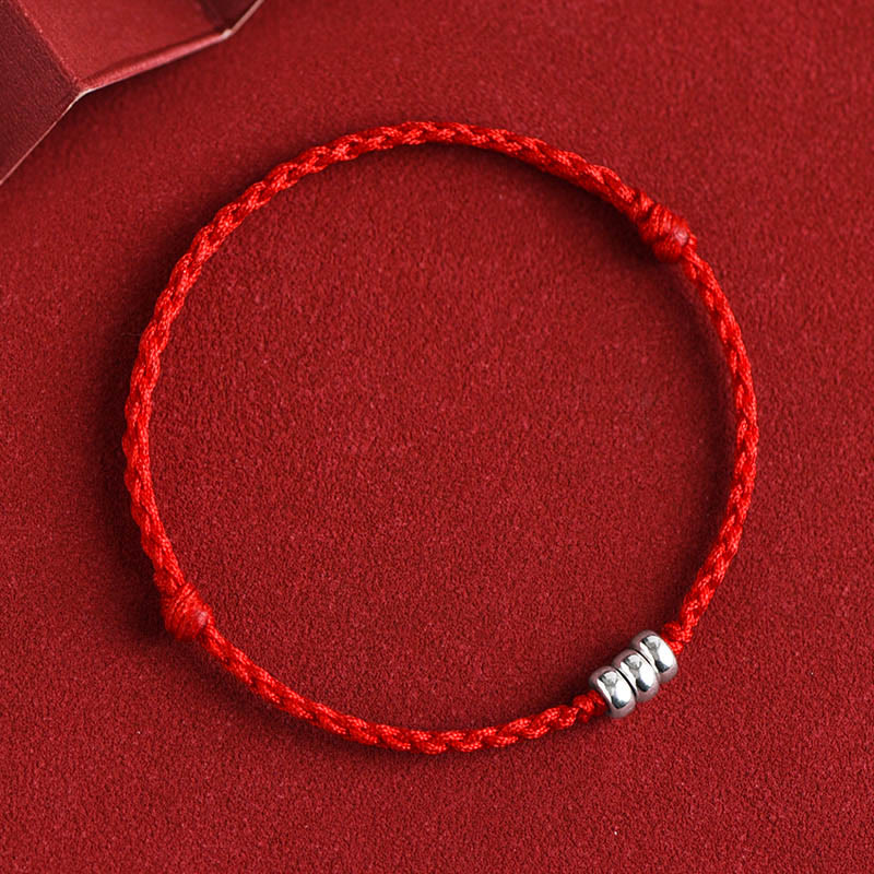Fortune Jewel 925 Sterling Silver Beads Protection Luck Braided Bracelet Anklet